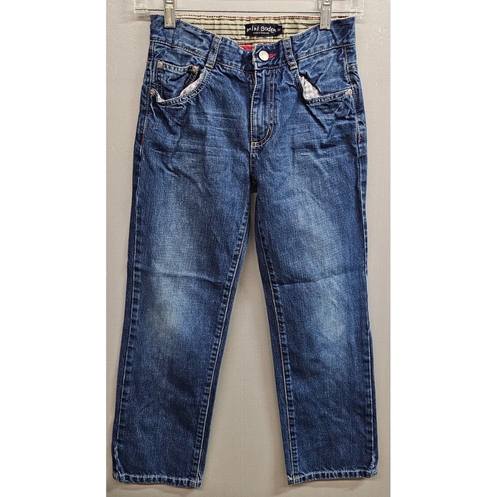 Mini Boden Jeans Girls 10 Blue Denim Cotton 5 Pockets Medium Wash Straight Leg